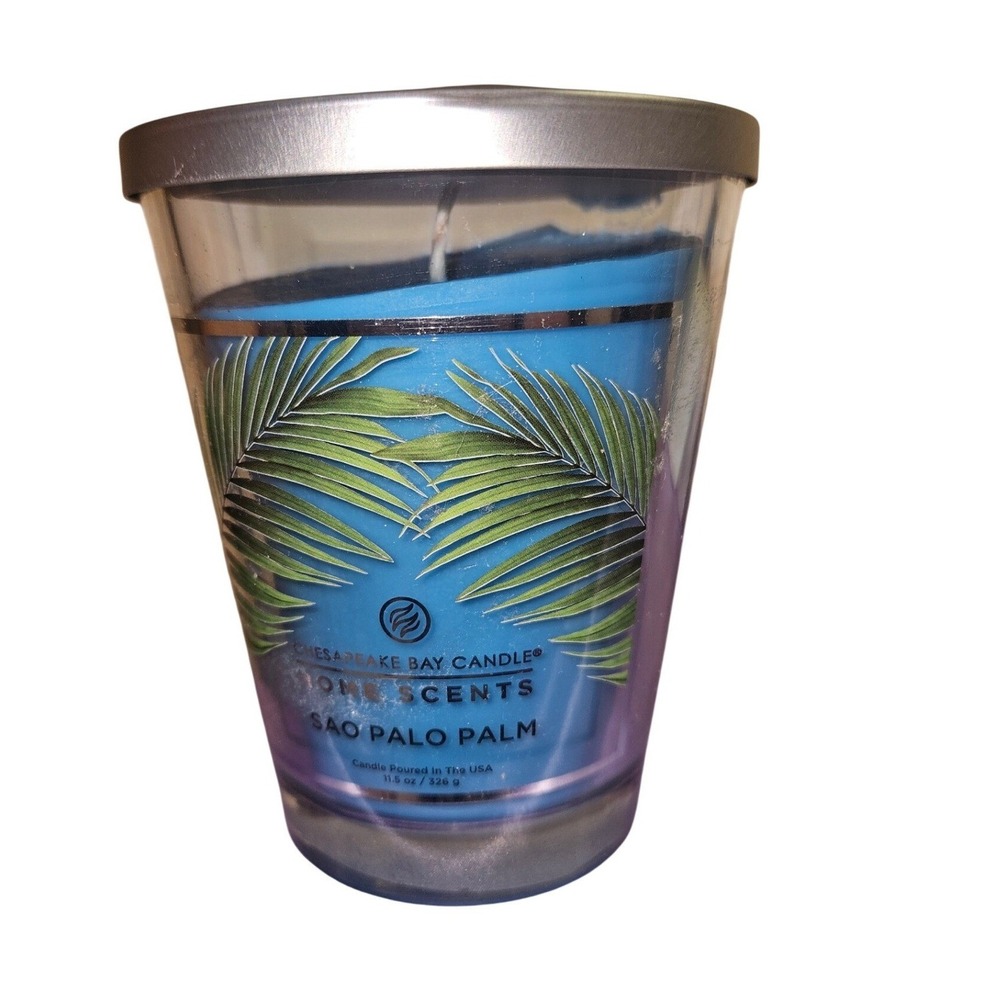 Chesapeake Bay Candle Home Scents Sao Palo Palm Blue Single‎ Wick Jar Candle Lid